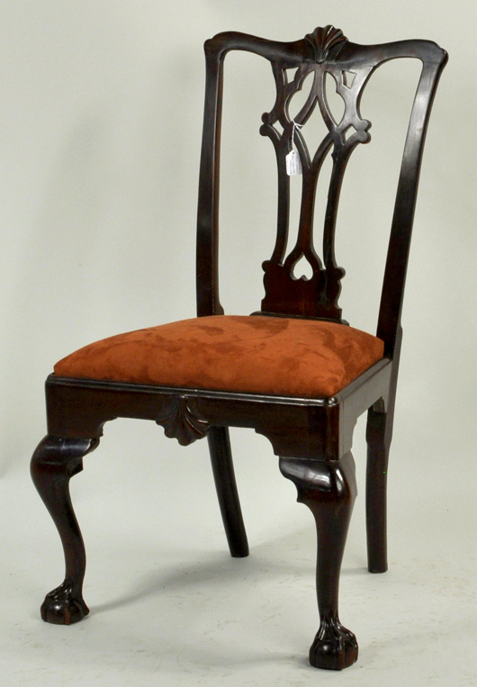 American mahogany side chair. Woodbury Auction image.